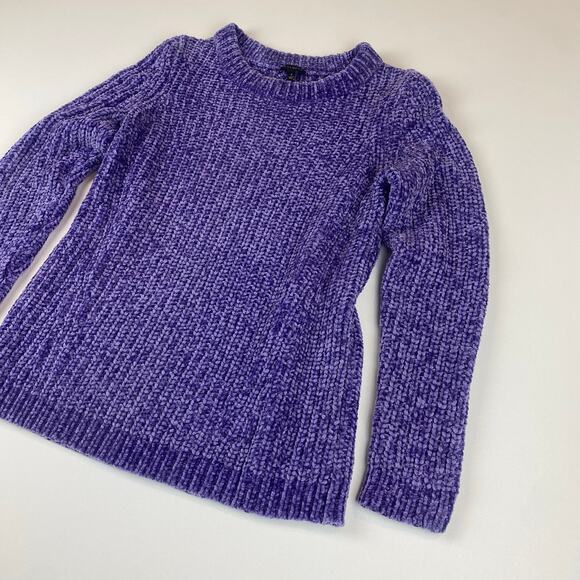 Talbots purple chenille knit crewneck sweater Cozy Winter Sz Small - Picture 7 of 9